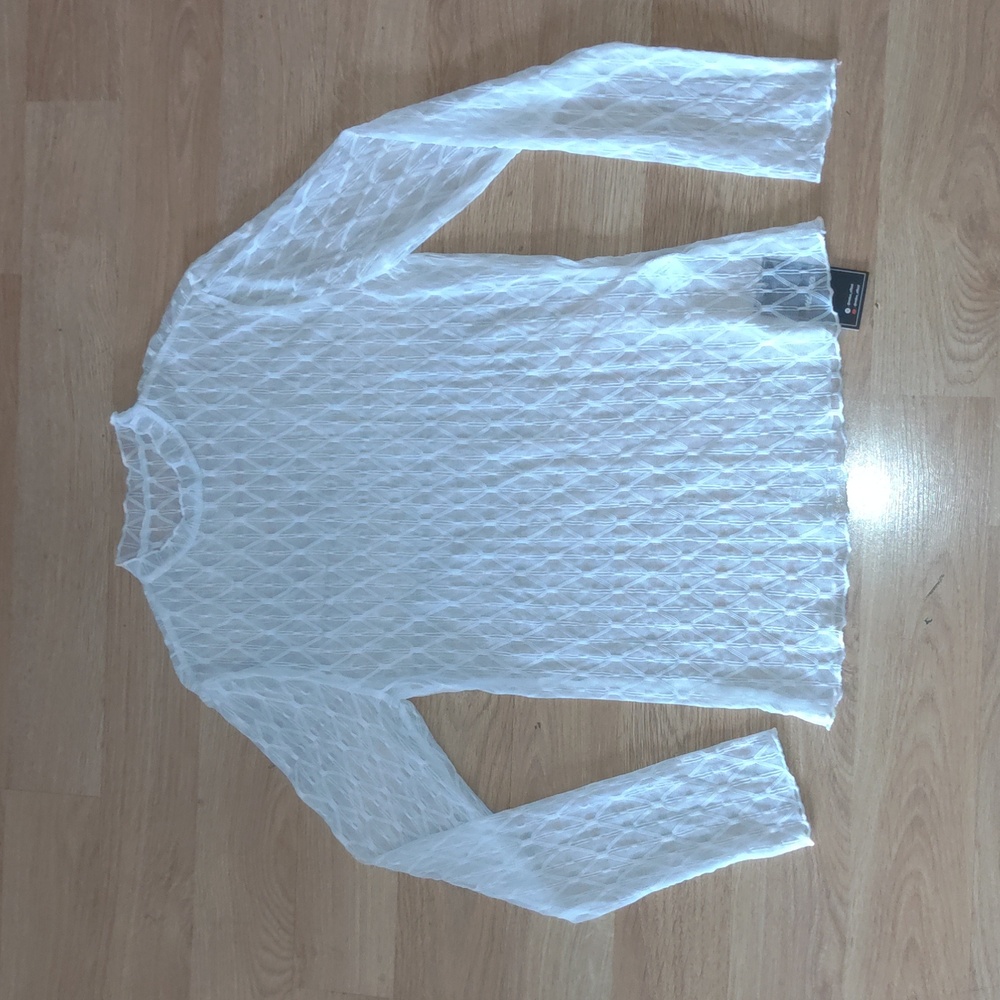 miduo Womens Mesh Sheer Lace Top Mock Neck Long Sleeve See Through Shirt Size XL